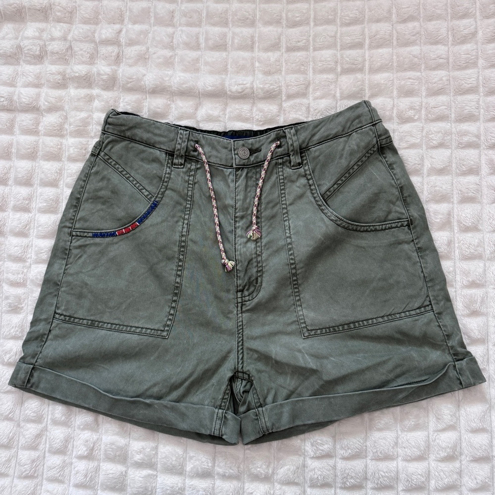 Scotch & Soda 28 Green Drapy Utility Shorts ~ Cargo Elastic Waist Outdoor